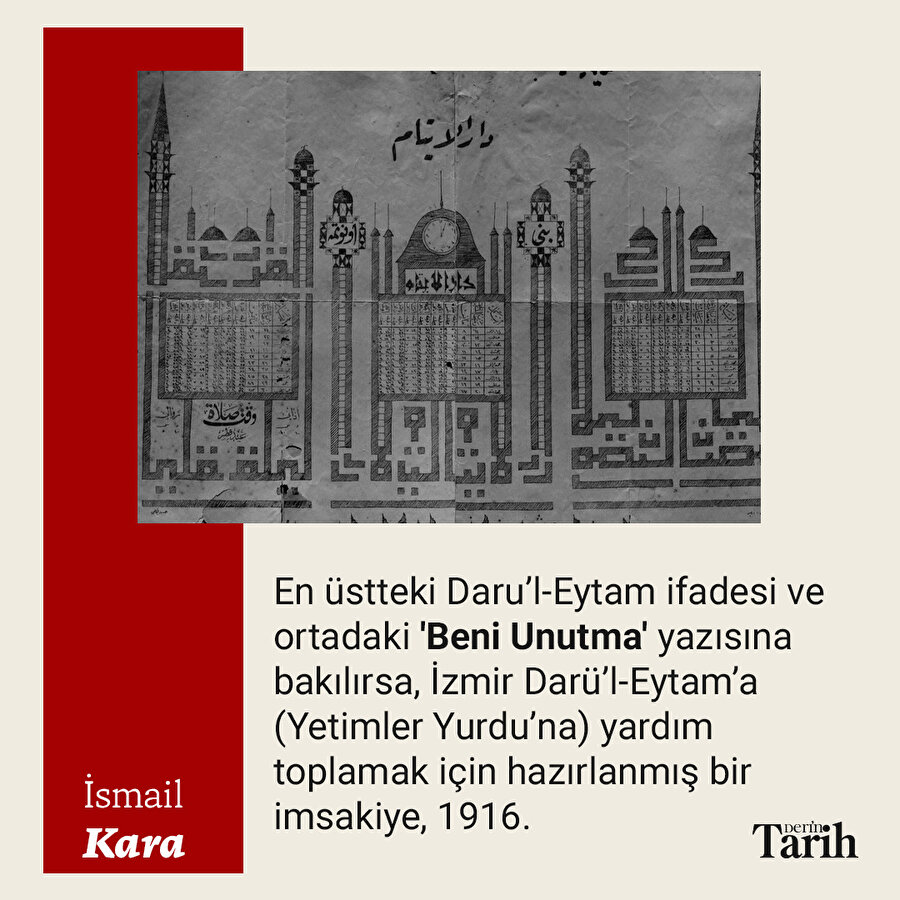 Osmanlı döneminden bir imsakiye