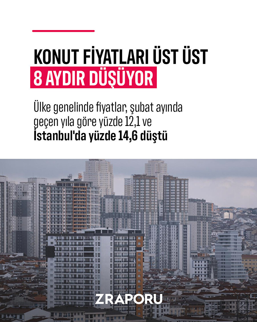 Konut fiyatları üst üste 8 aydır düşüyor 
