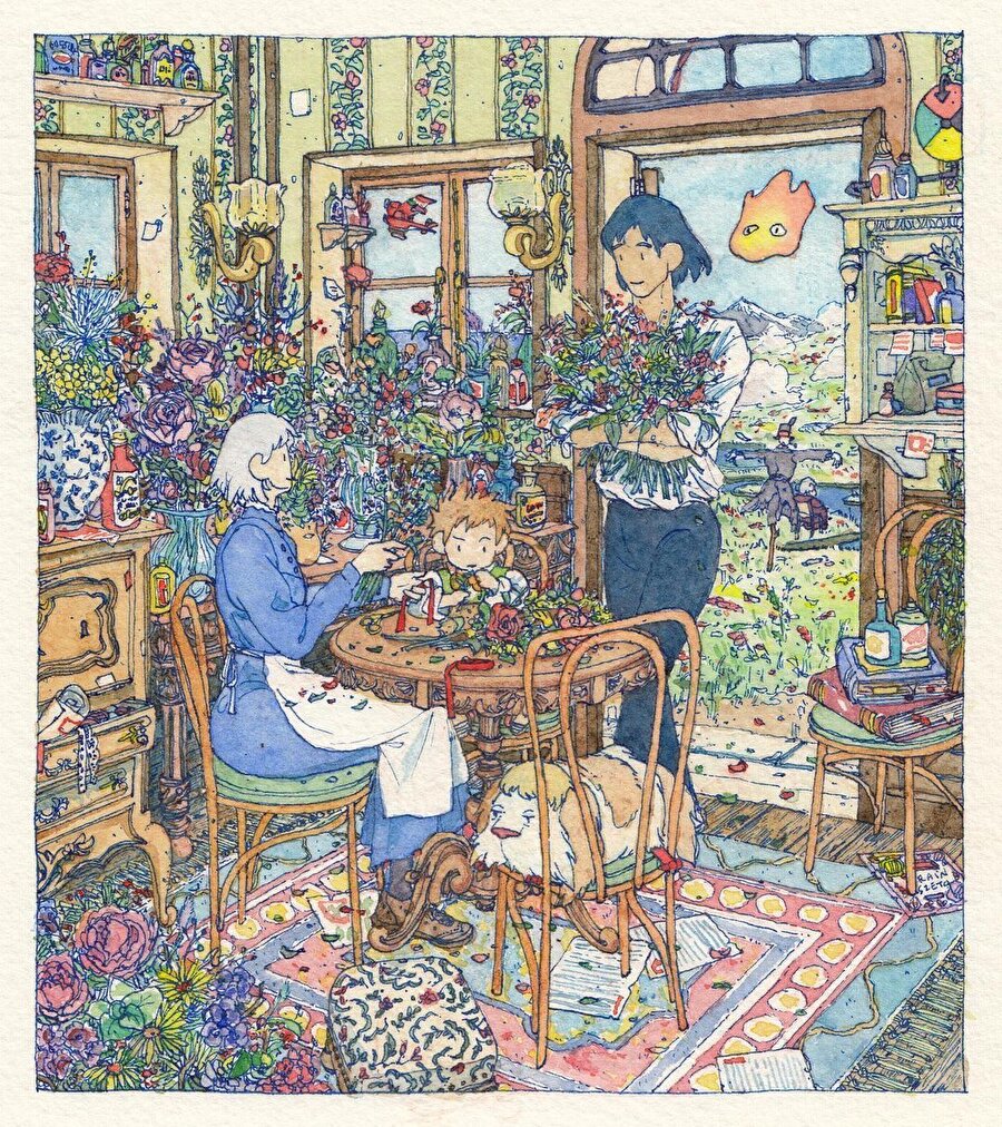 Rain Szeto'nun mürekkep ve sulu boya ile oluşturduğu illüstrasyonları 🎨🖌️