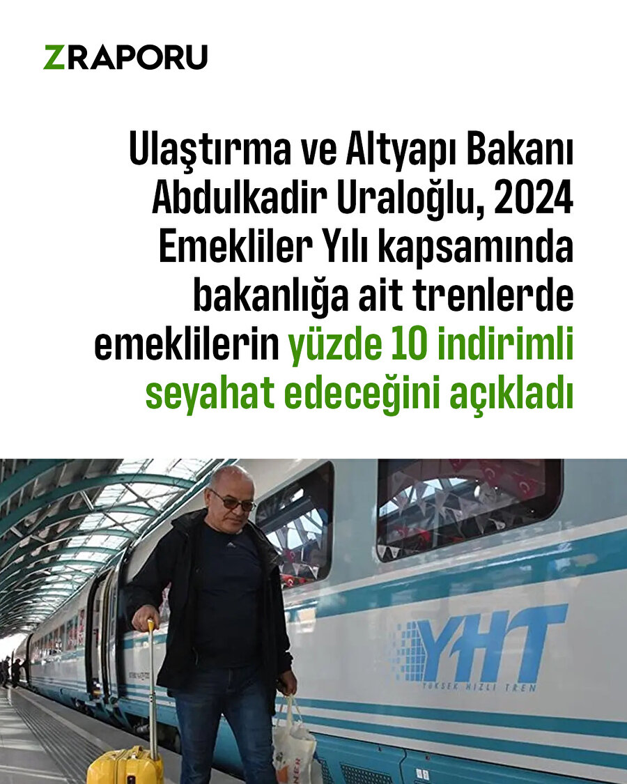Tren seyahatlerinde emeklilere yüzde 10 indirim 