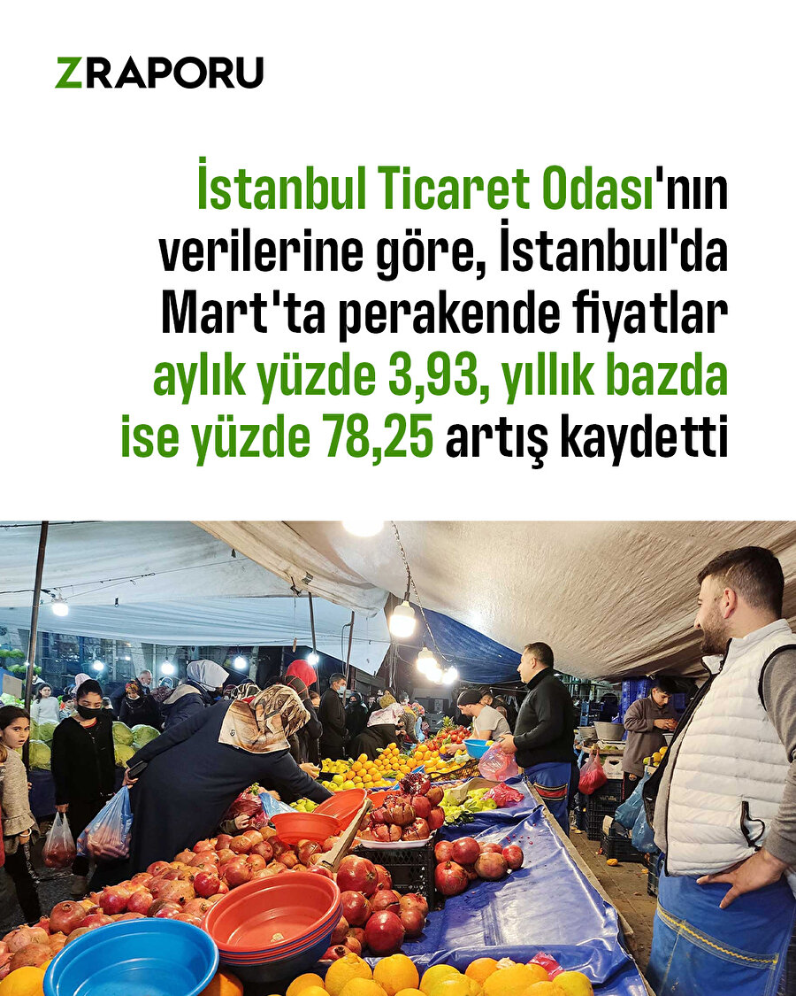 İstanbul'un enflasyonu mart ayında yükseldi 