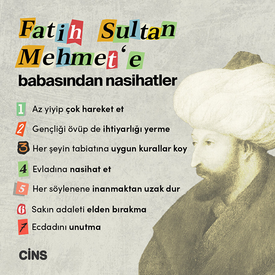 Fatih Sultan Mehmet'e babasından nasihatler 