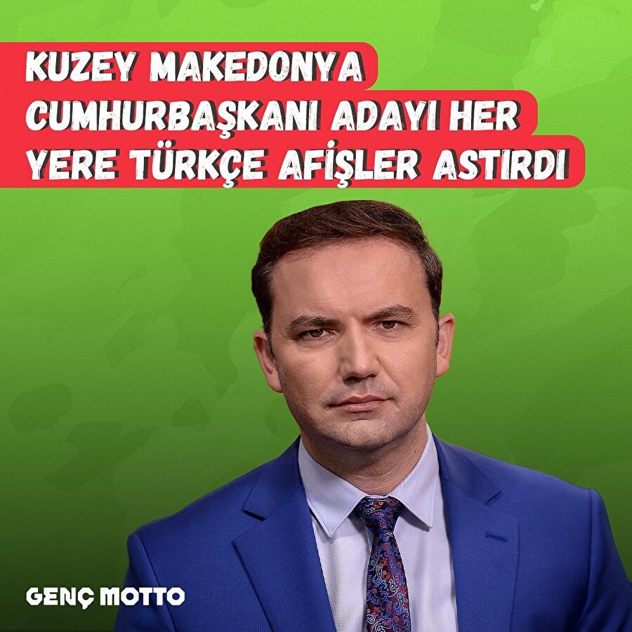 Kuzey Makedonya Cumhurbaşkanı adayından Buyar Osmani  her yere Türkçe afiş