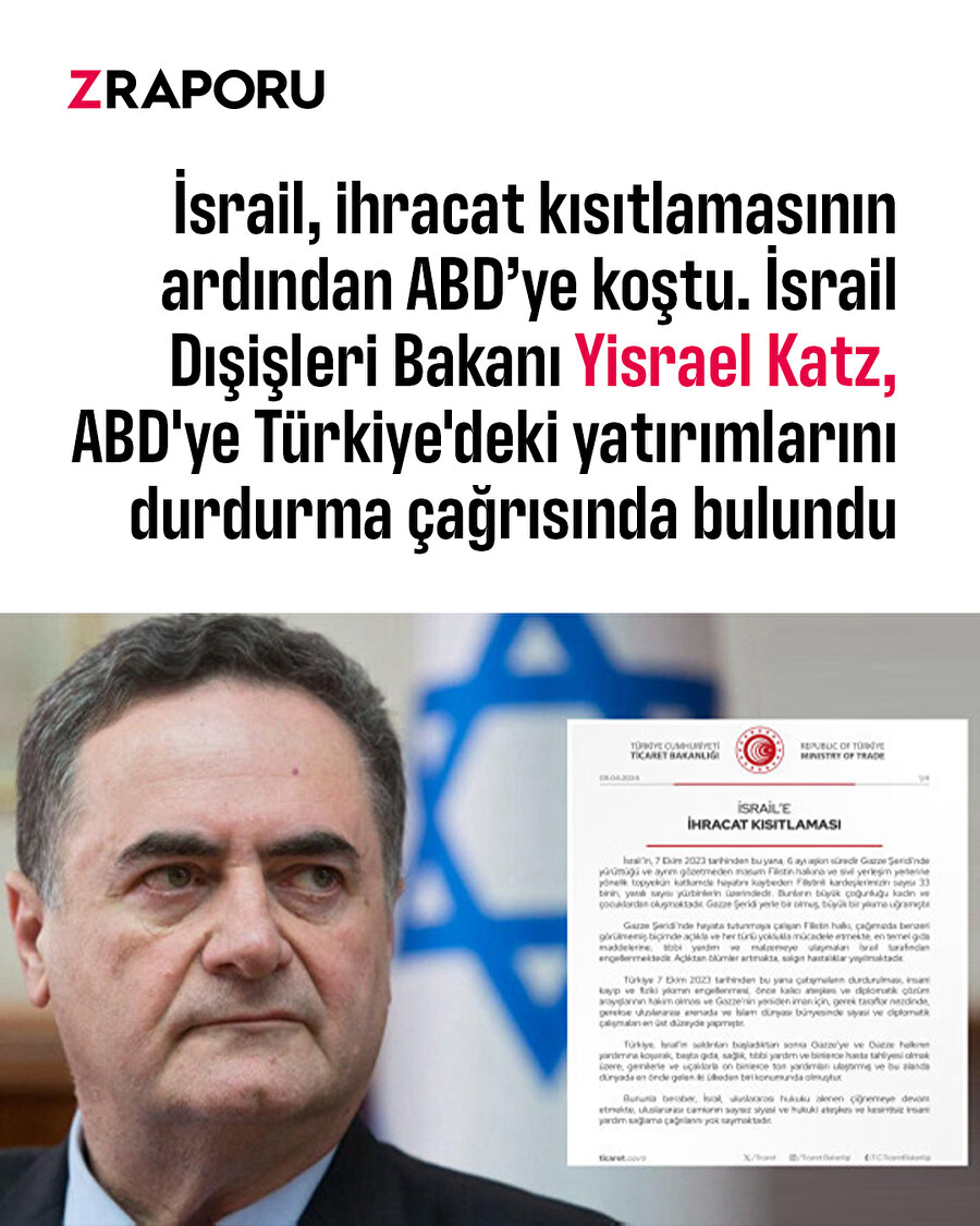 İsrail, ABD'ye koştu: ''Türkiye'deki yatırımları durdurun''