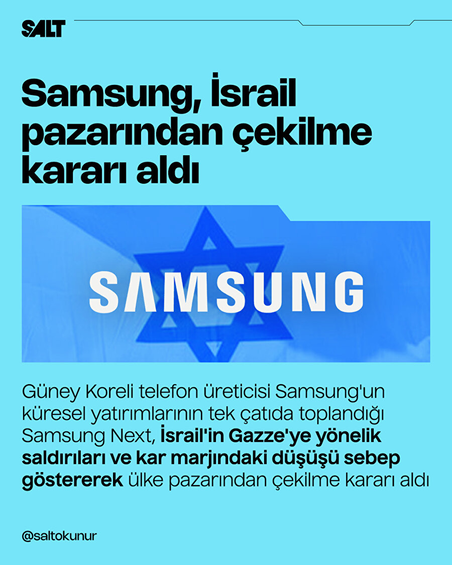 Samsung, İsrail pazarından çekilme kararı aldı