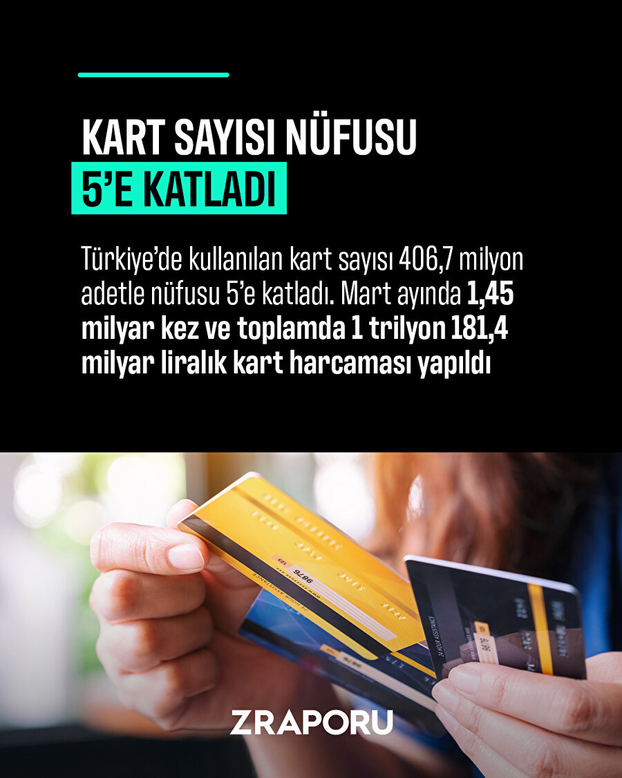 Türkiye'de kullanılan kart sayısı nüfusu 5'e katladı 
