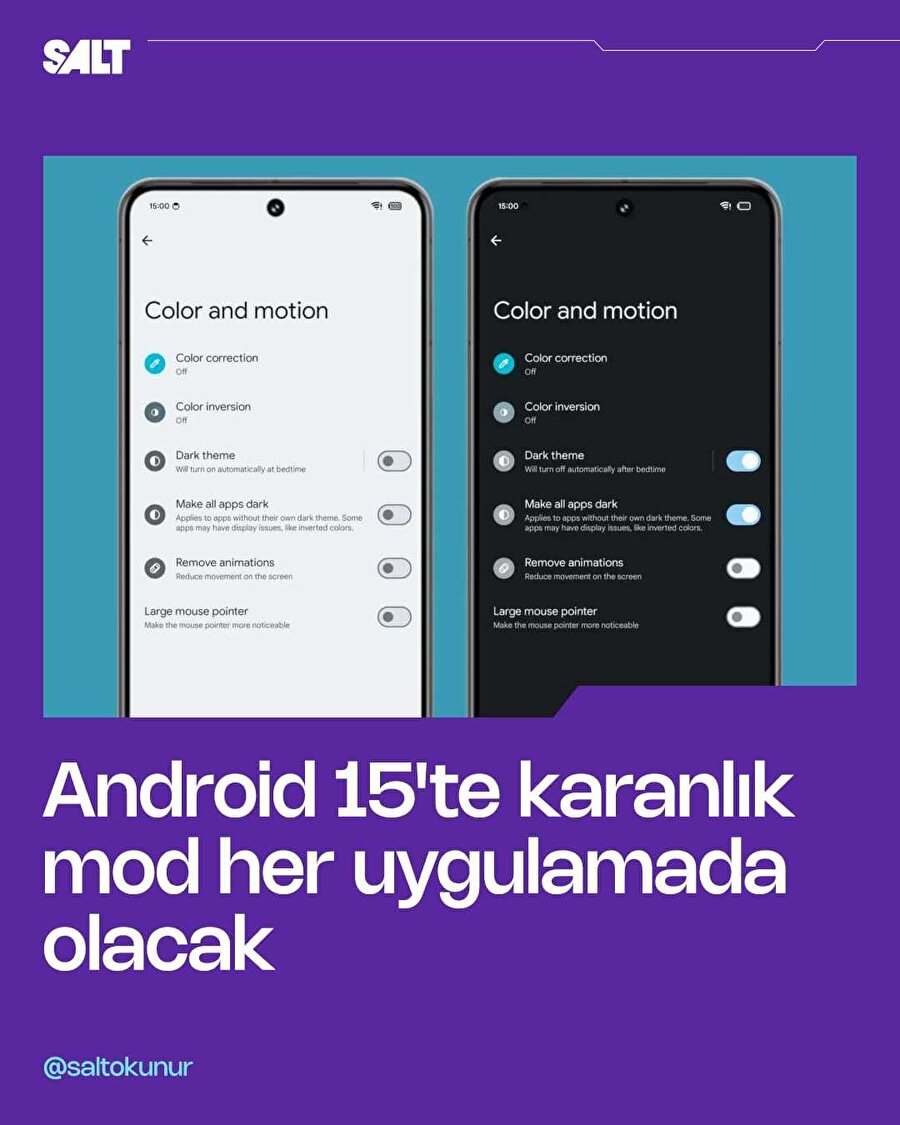 Android cihazlarda karanlık mod artık her uygulamada olacak
