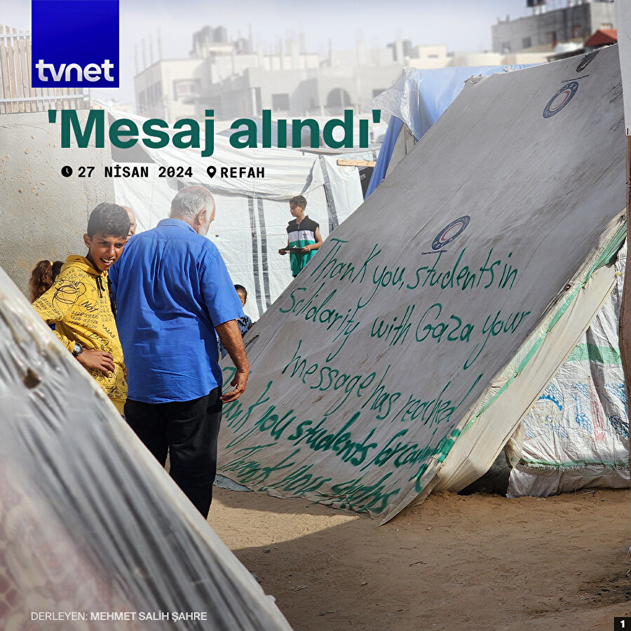 Refah'taki Filistinlilerden ABD'li öğrencilere teşekkür