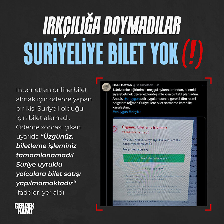Suriyeli isen bu firmadan bilet alamazsın