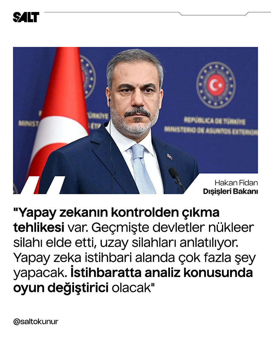 Dışişleri bakanı Hakan Fidan yapay zeka konusunda konuştu