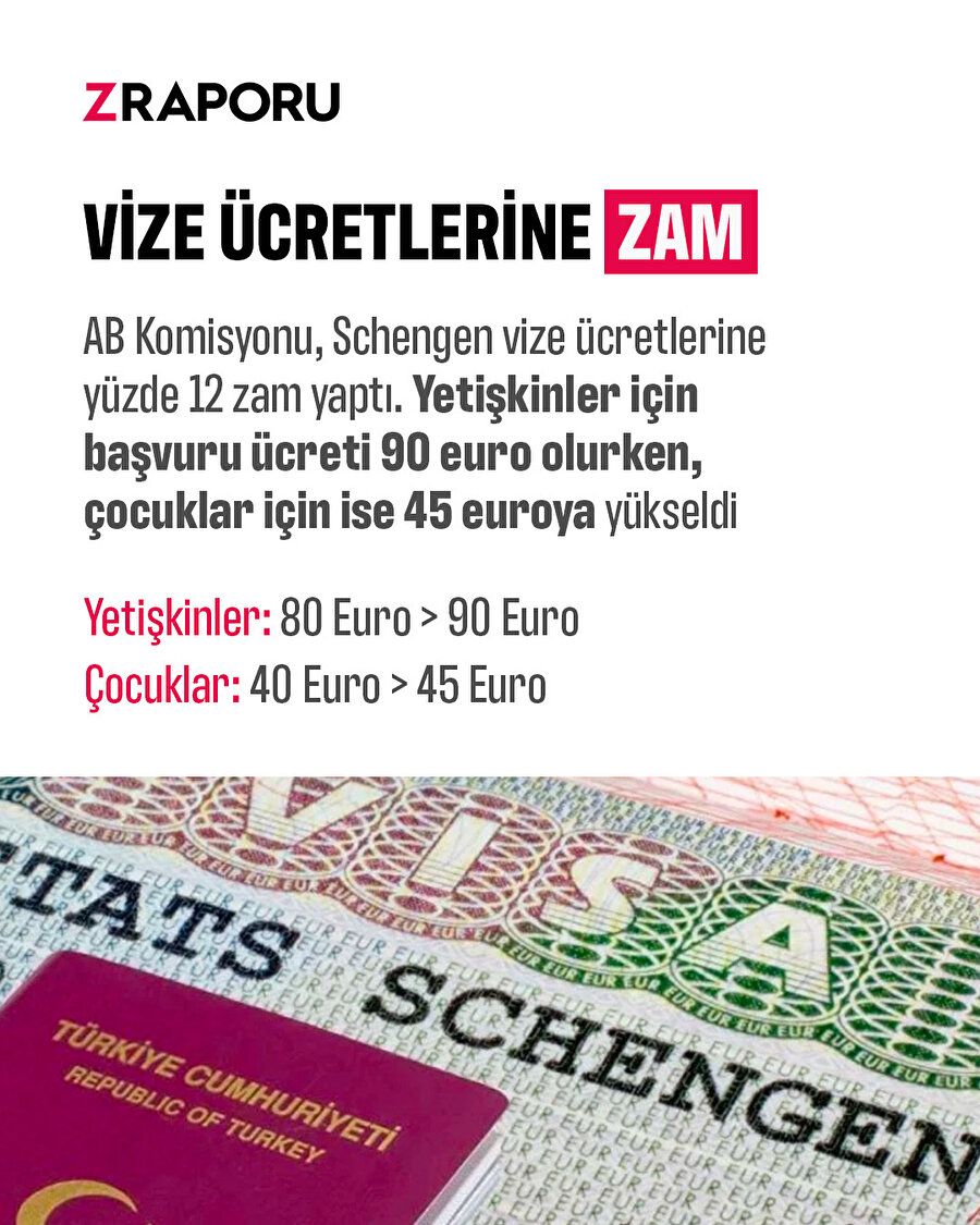 Vize başvuru ücretlerine zam 