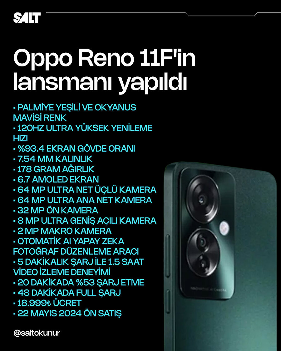 Oppo Reno 11F'in lansmanı yapıldı