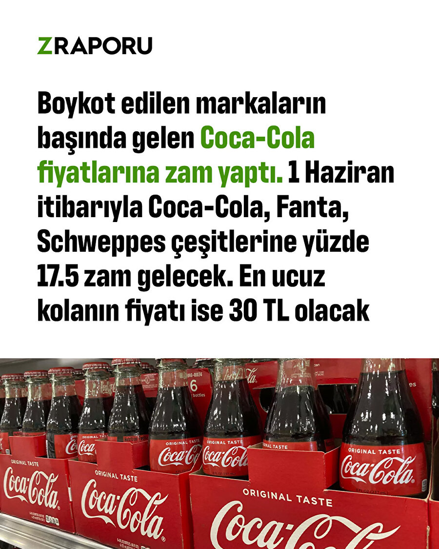 İsrail destekçisi Coca-Cola'ya zam geldi 