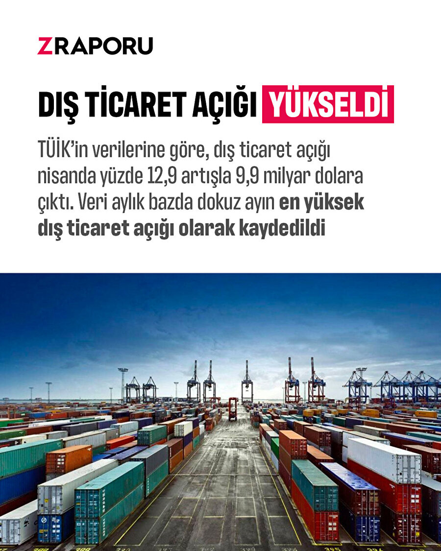 Dış ticaret açığı dokuz ayın zirvesinde 