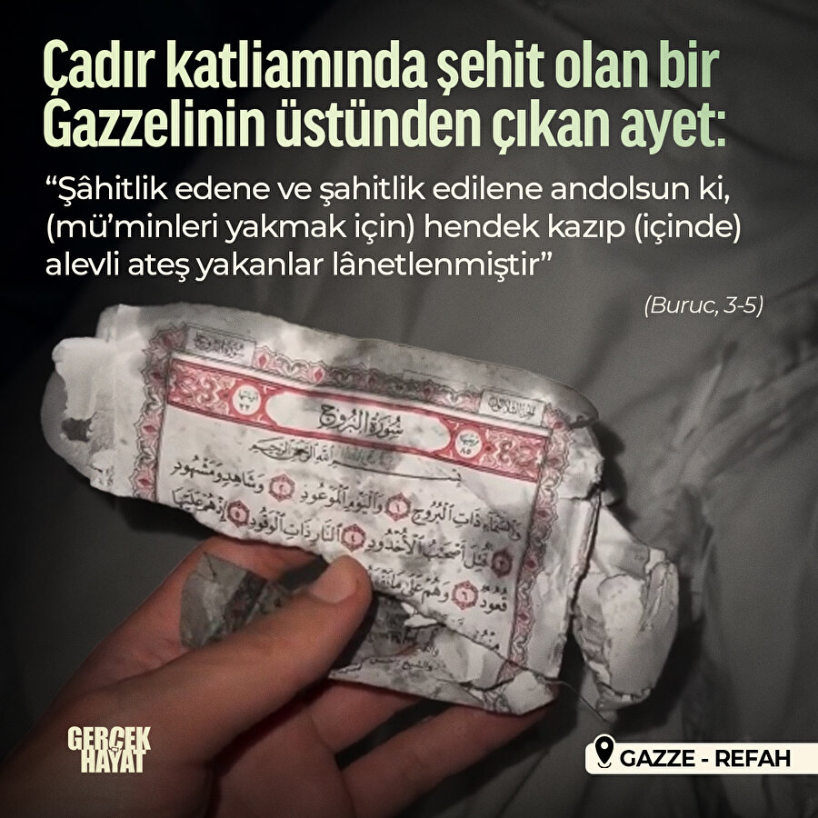 Yanarak şehit oldu üstünden ayet çıktı