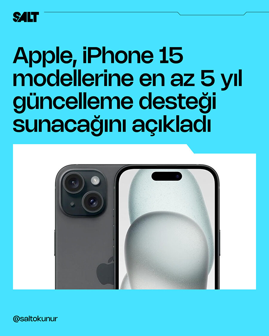 Apple'dan iPhone 15  modelleri için 5 yıl güncelleme garantisi  