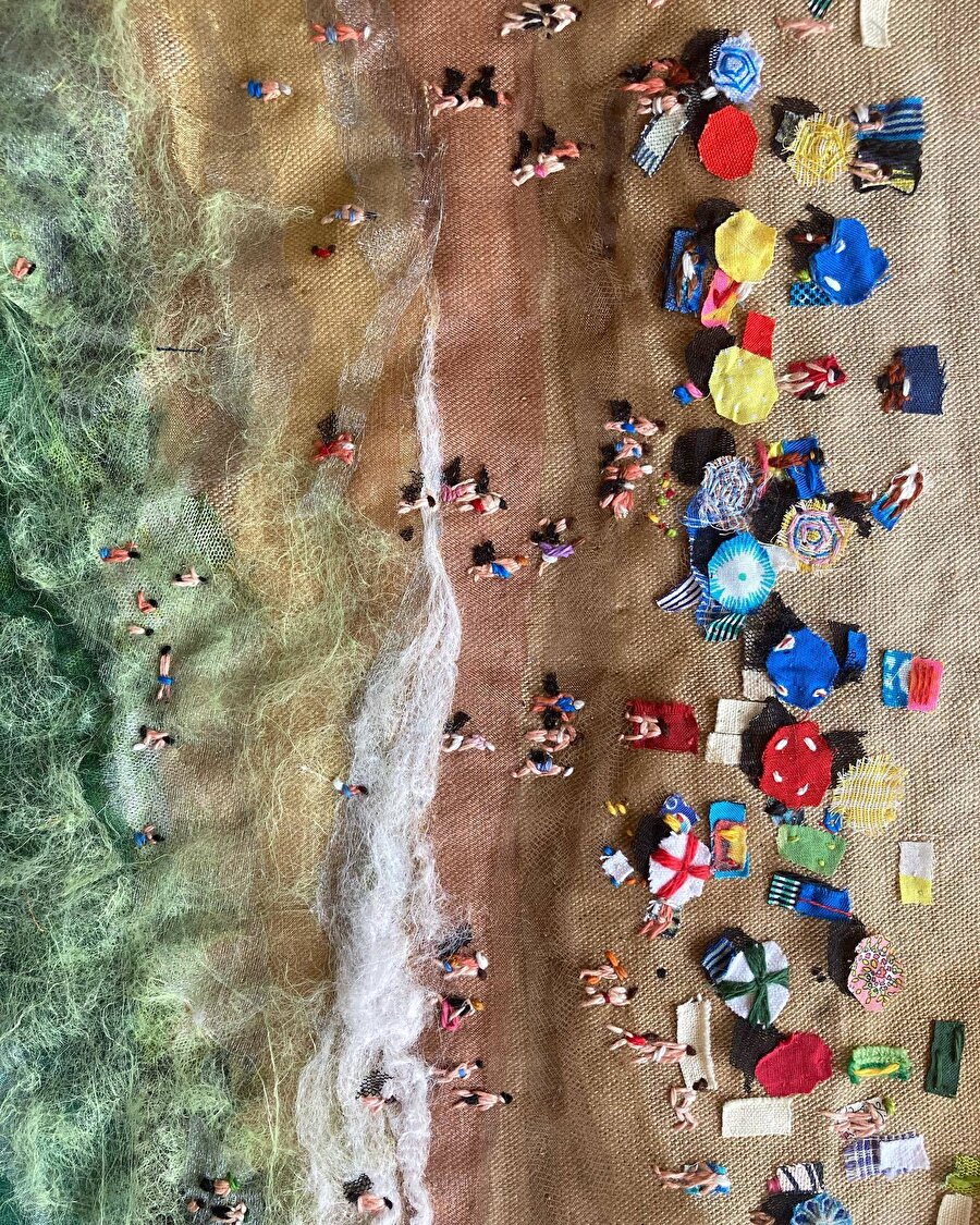 İğneyle tasvir edilen yaz manzaraları 