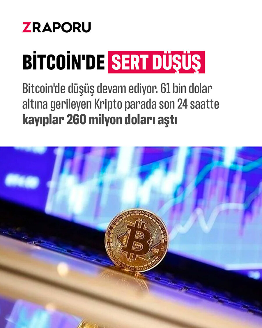 Bitcoin'de düşüş devam ediyor