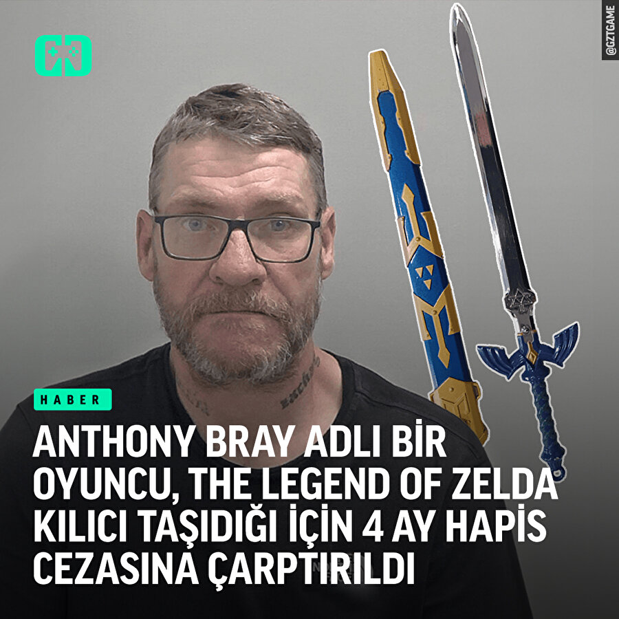Zelda kılıcı taşıdığı için 4 ay hapis cezası