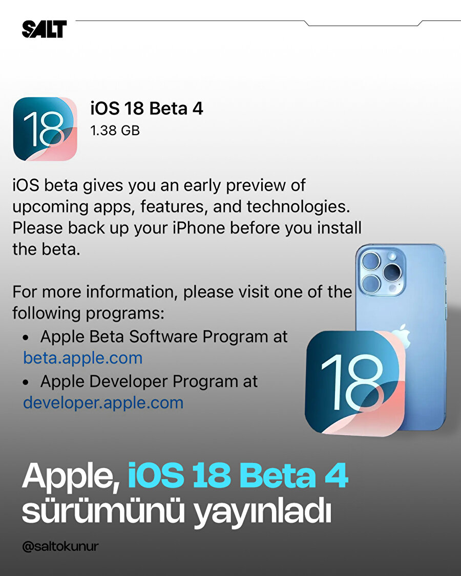 iOS 18 Beta 4 sürümü yayınlandı