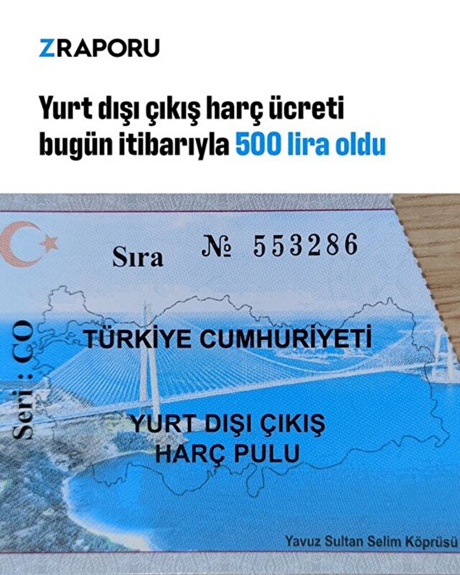 Yurt dışı çıkış harcı 500 lira oldu