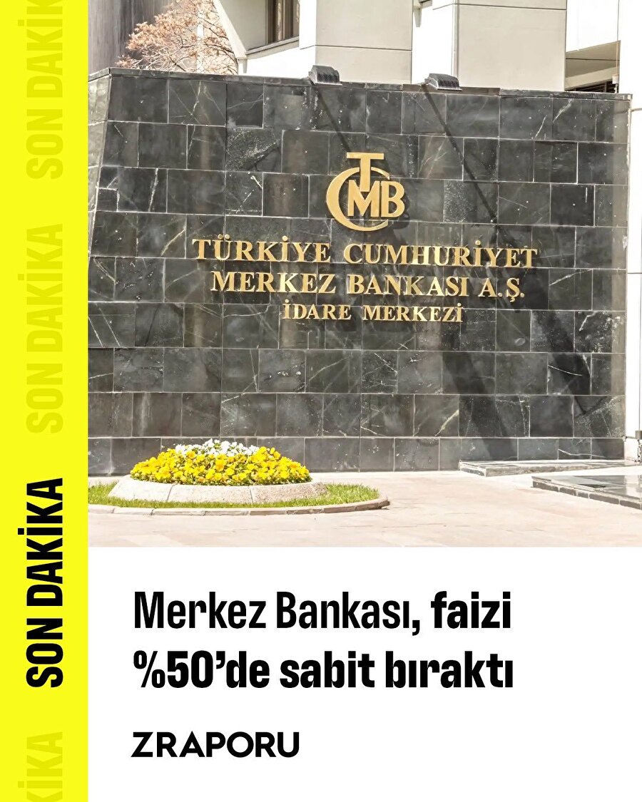 Merkez Bankası faizi yüzde 50'de sabit tuttu