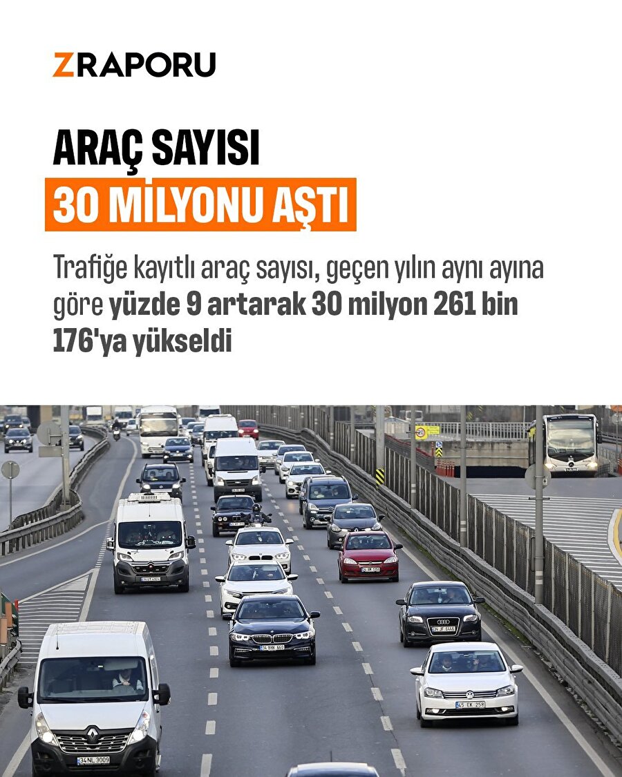 Araç sayısı 30 milyonu aştı