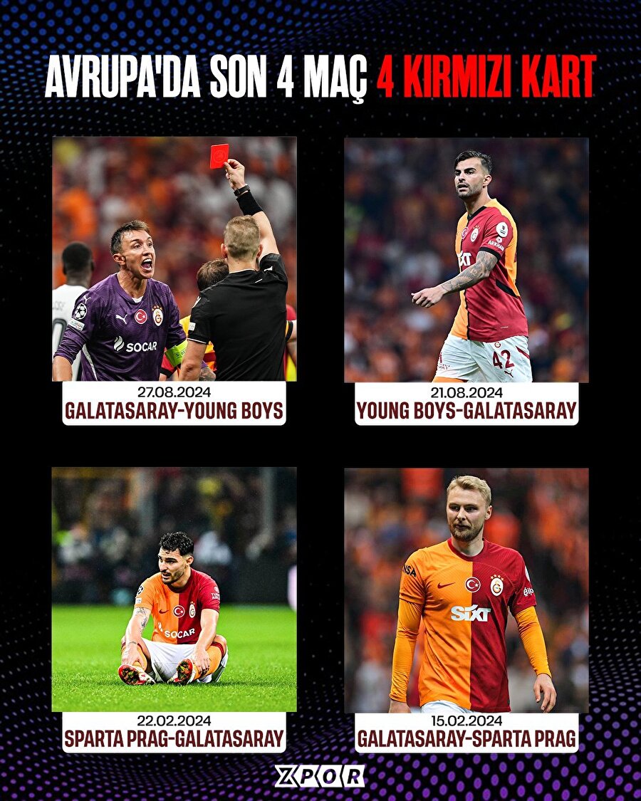 Galatasaray'ın Avrupa'da kırmızı kart karnesi