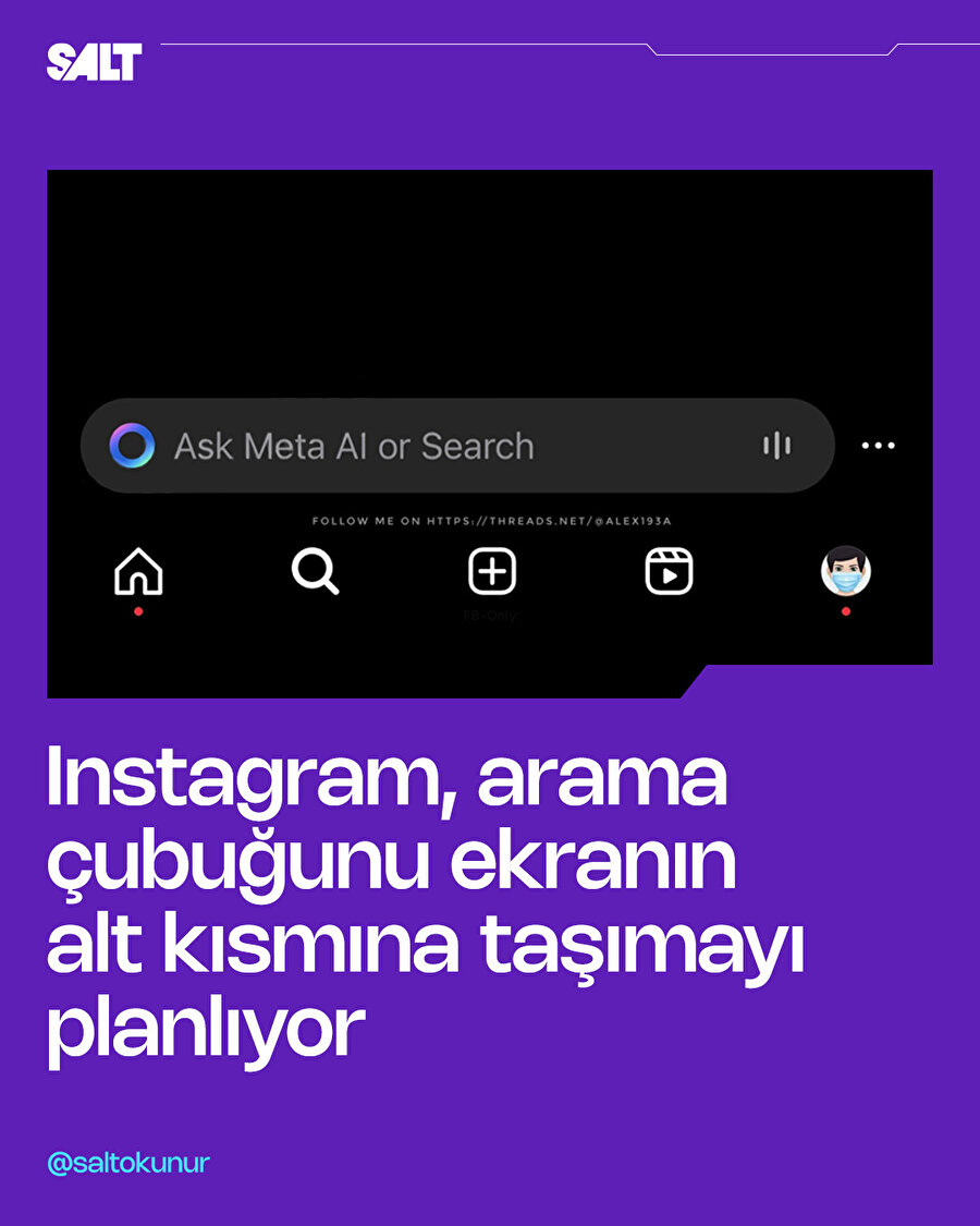 Instagram'da 'arama kutucuğunun' yeri değişiyor