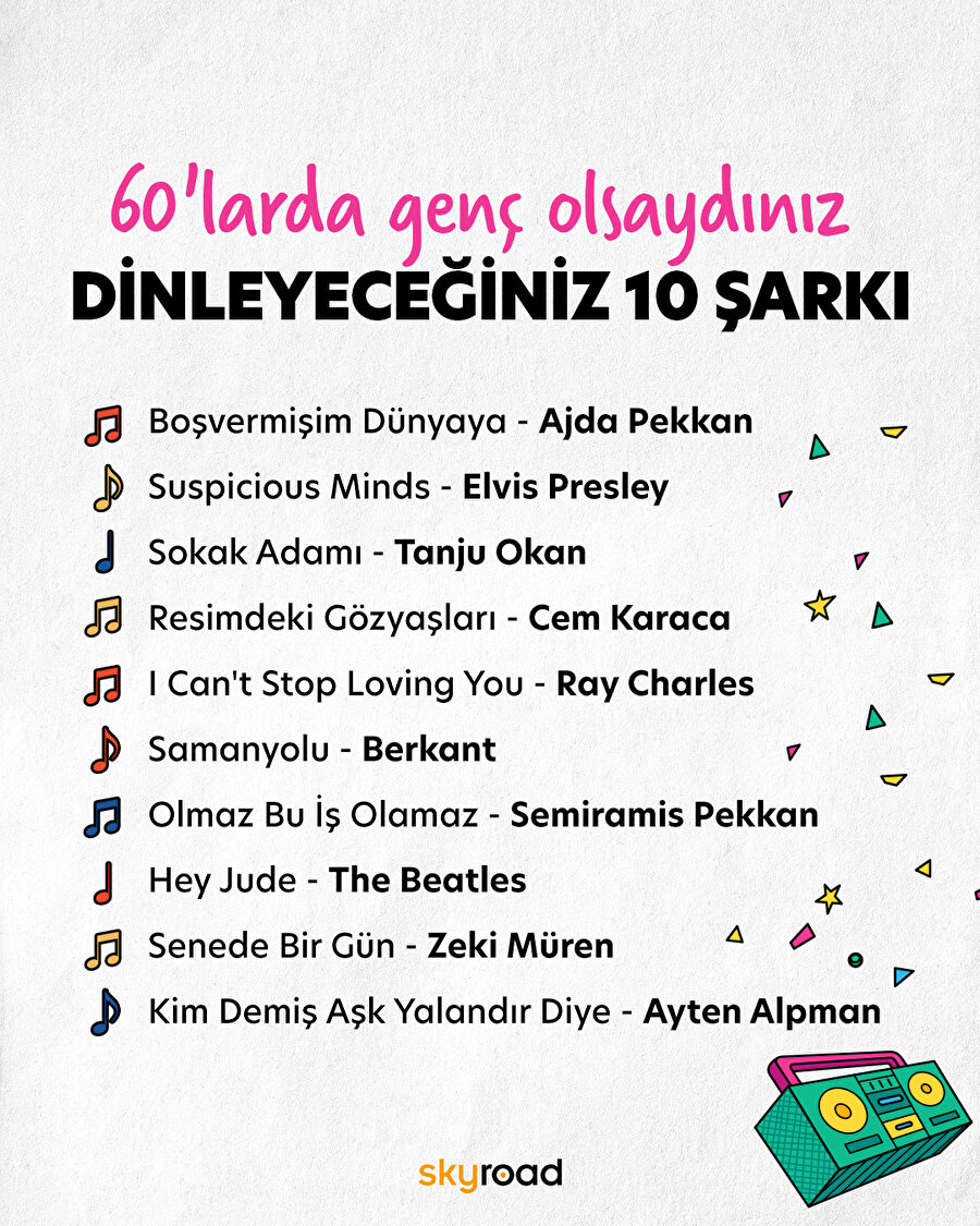 60’larda genç olsaydınız dinleyeceğiniz 10 şarkı 🎵