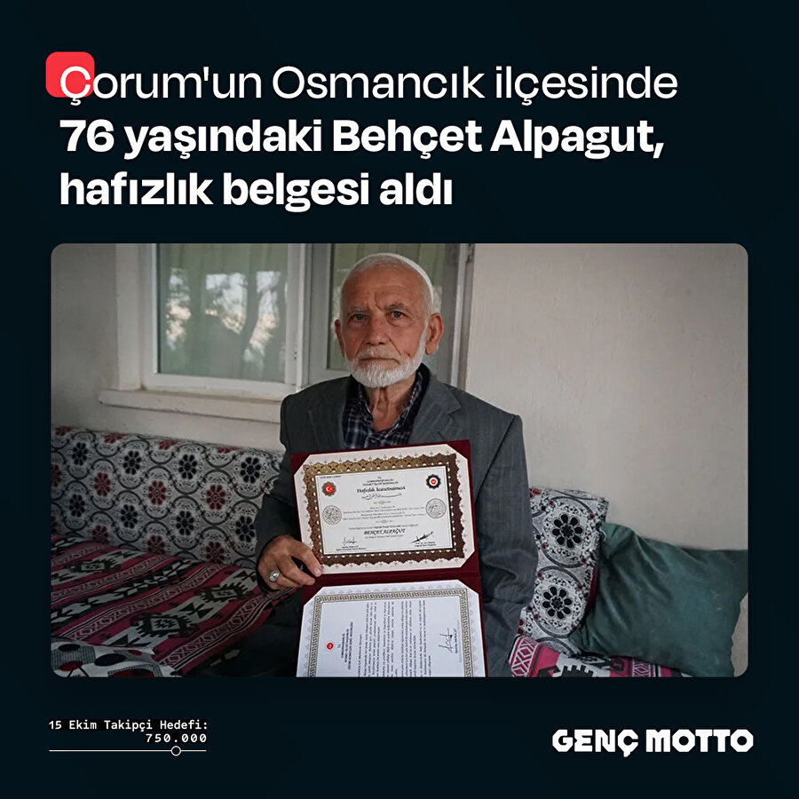 76 yaşında hafız oldu
