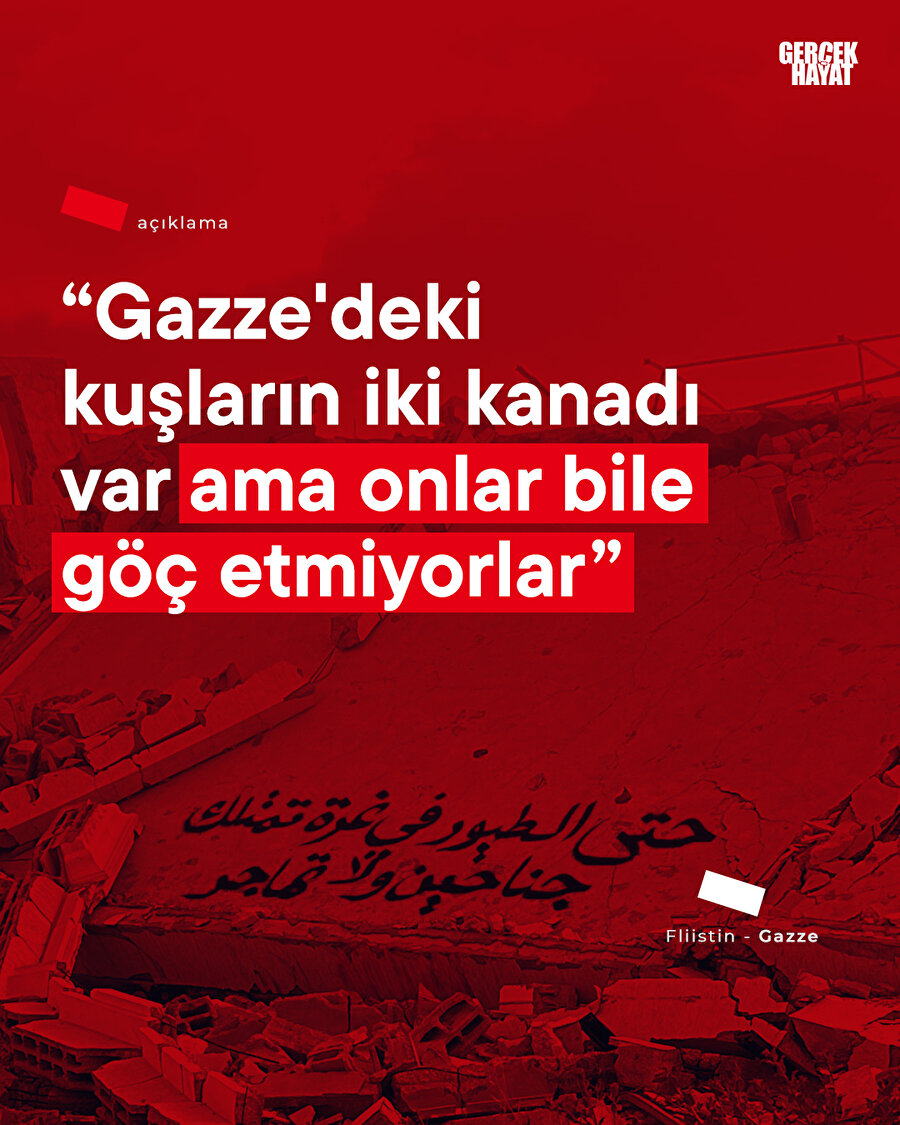 Gazze'de bir enkaza yazılan yazı