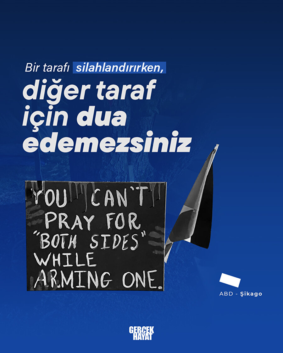 ABD'nin Şikago şehrinde asılan pankart