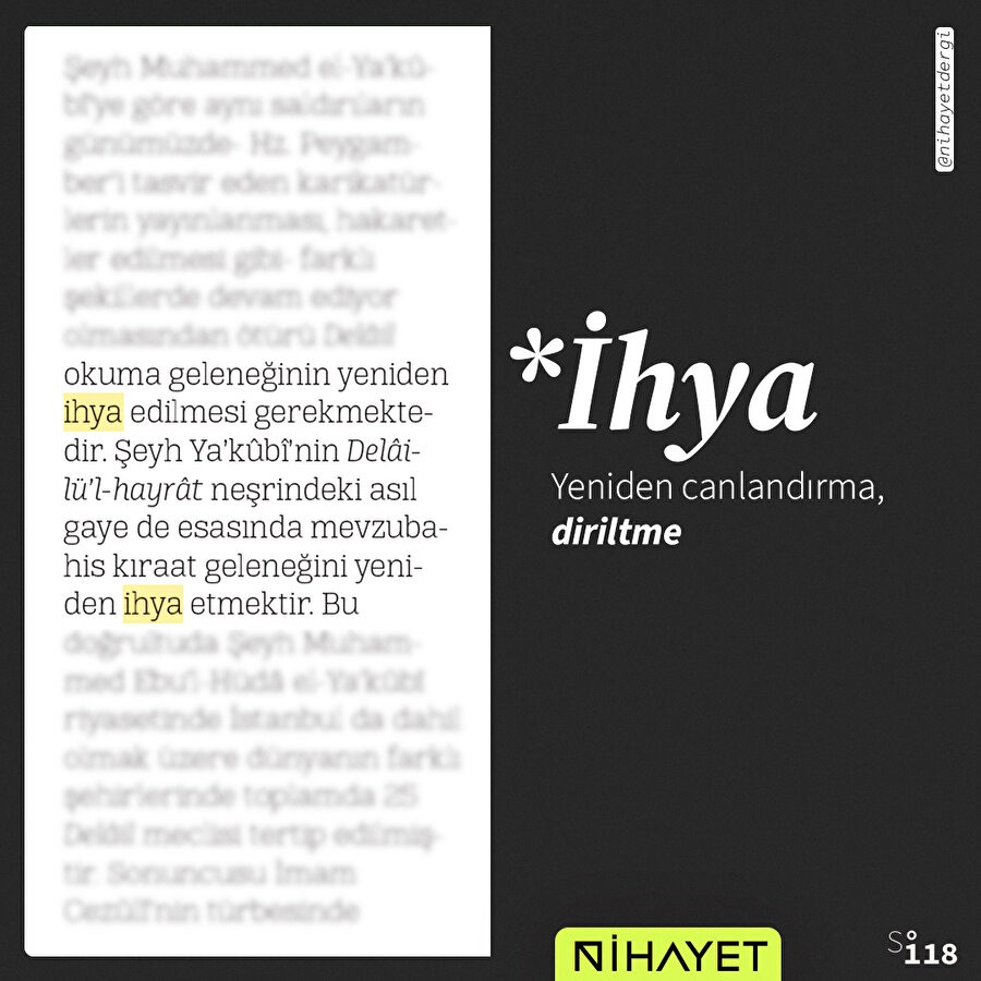Nihayet Dergi sözlüğü: İhya 📖