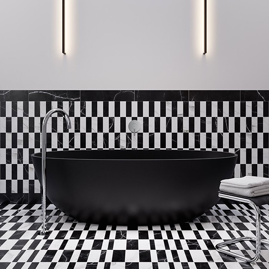 Maksimalist bauhaus banyo tasarımı 