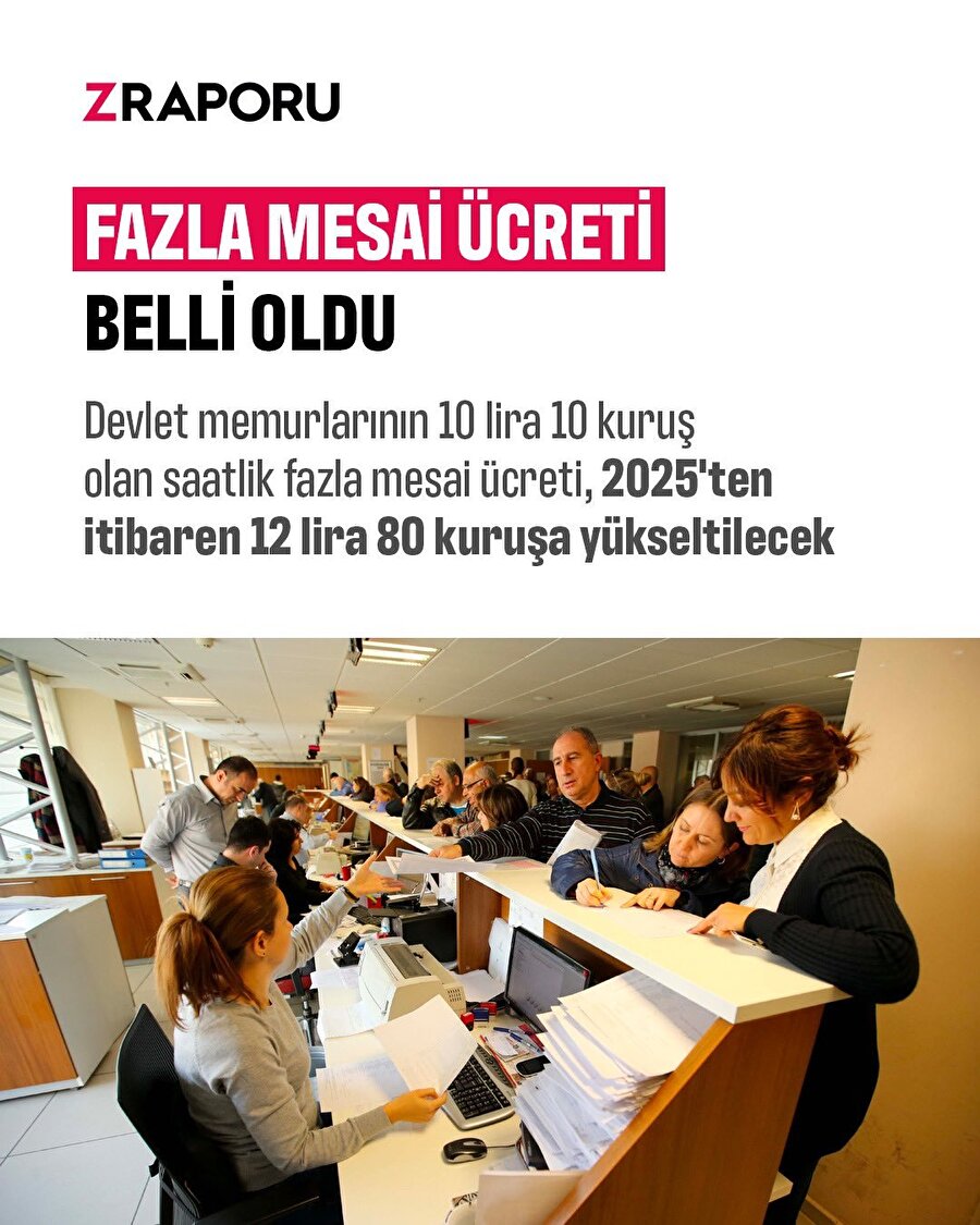 Memurların fazla mesai ücreti belli oldu 