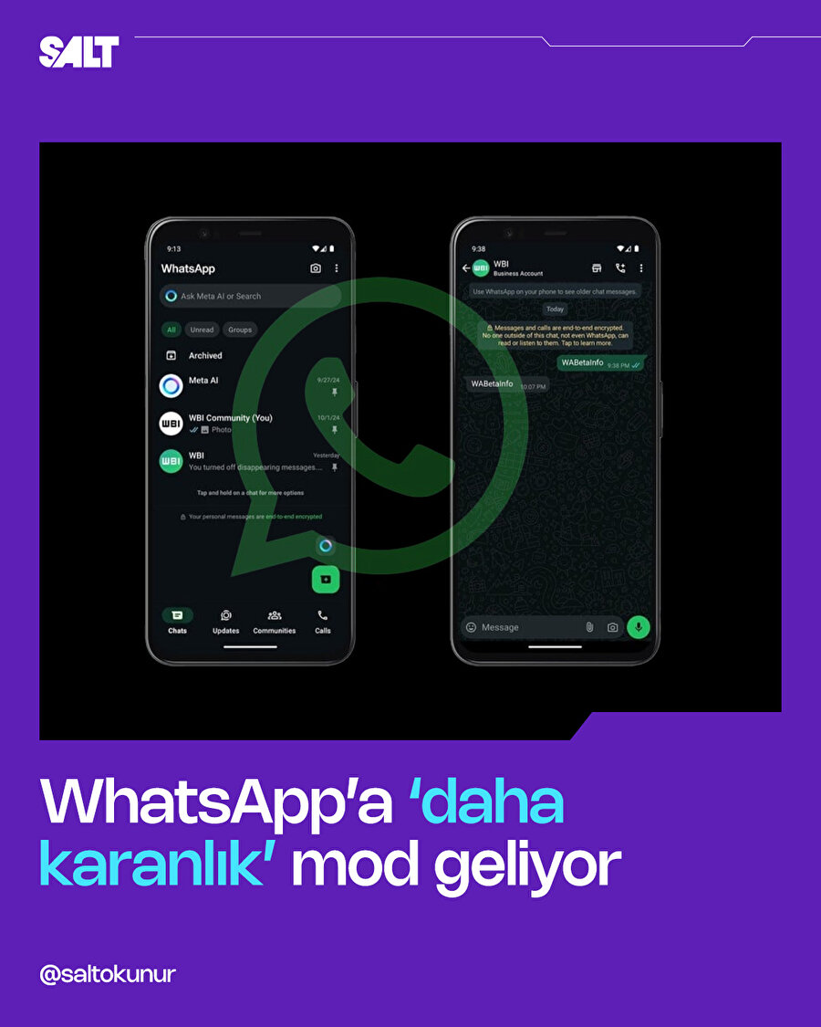 WhatsApp'a 'daha karanlık' bir tema geliyor