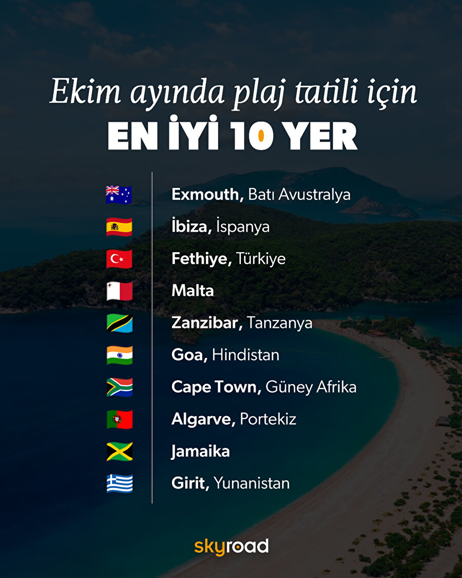 Ekim ayında plaj tatili için en iyi 10 yer 🙌