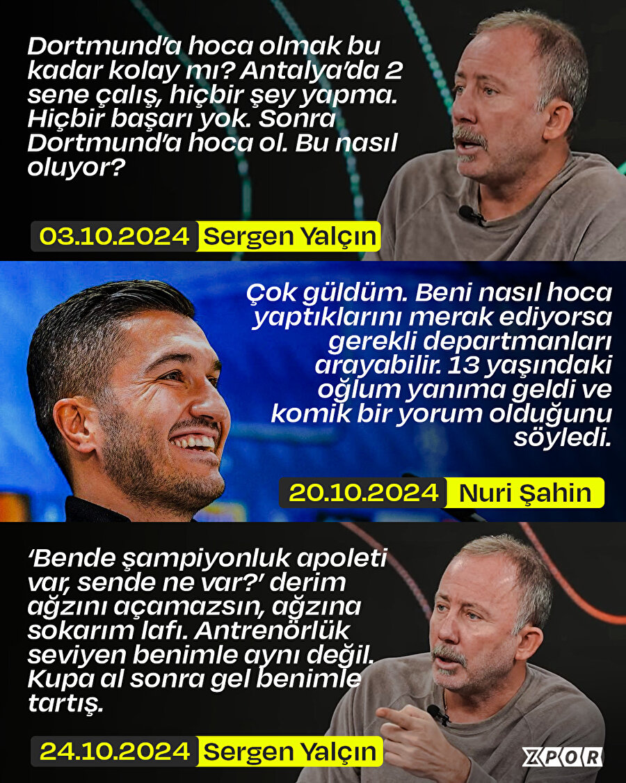 Sergen Yalçın ve Nuri Şahin arasında geçen diyaloglar