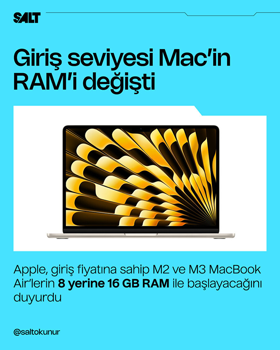 Giriş seviyesi Mac'in RAM'i değişti