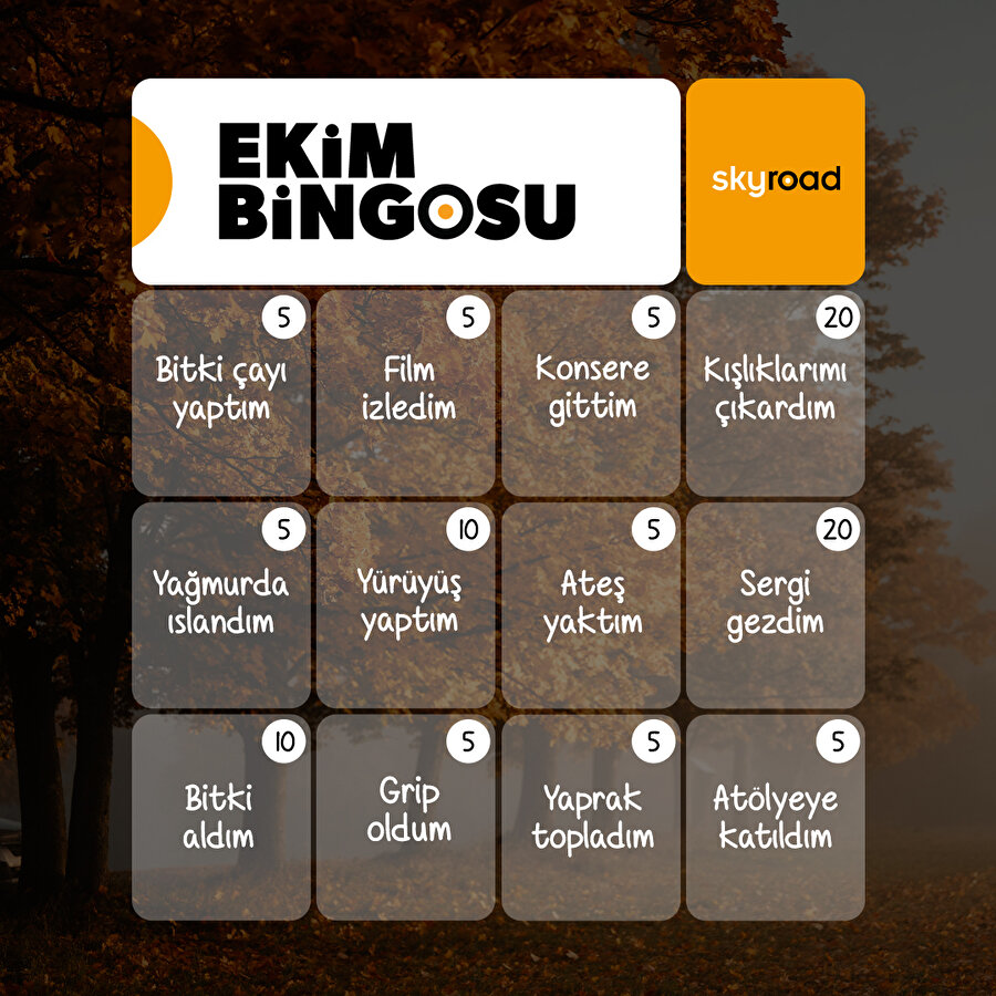 Ekim bingosu 🙌