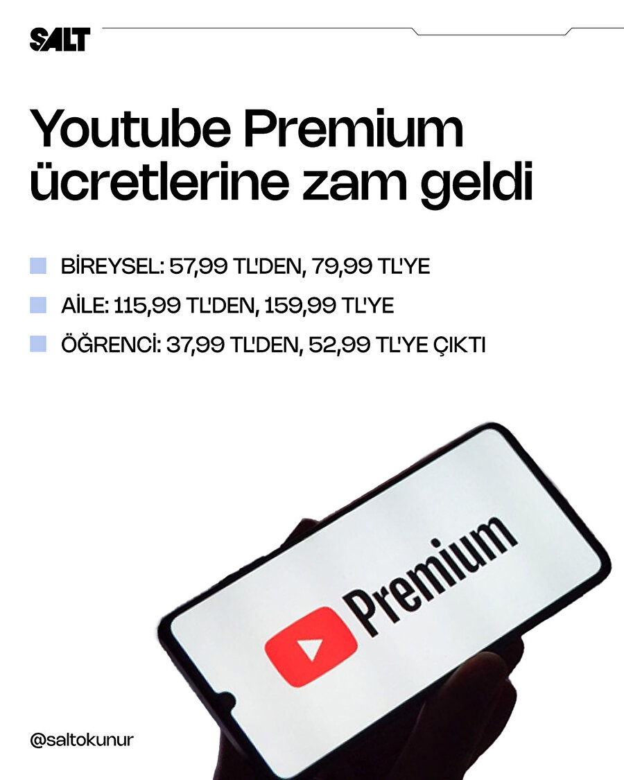 YouTube'a zam geldi