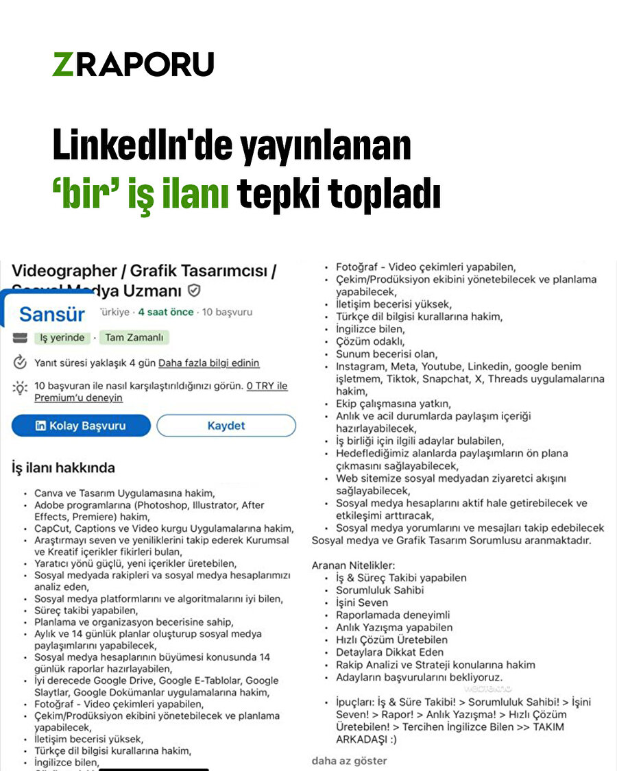 Linkedln'de 'bir' iş ilanı tepkilerin odağı oldu