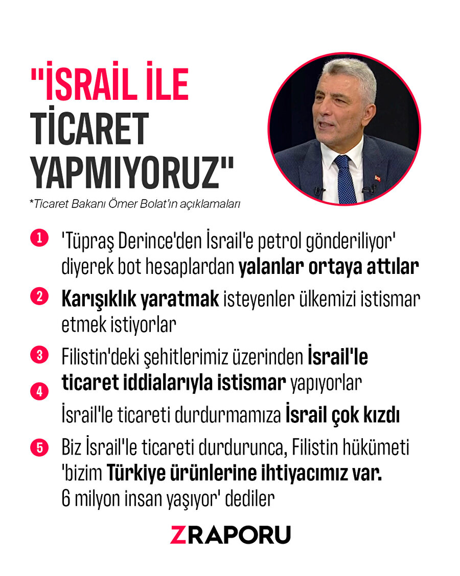 Ömer Bolat'tan İsrail ile ticaret iddialarına cevap