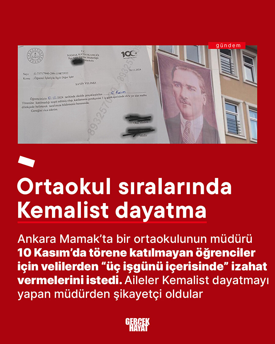 Okullarda Kemalizm dayatması