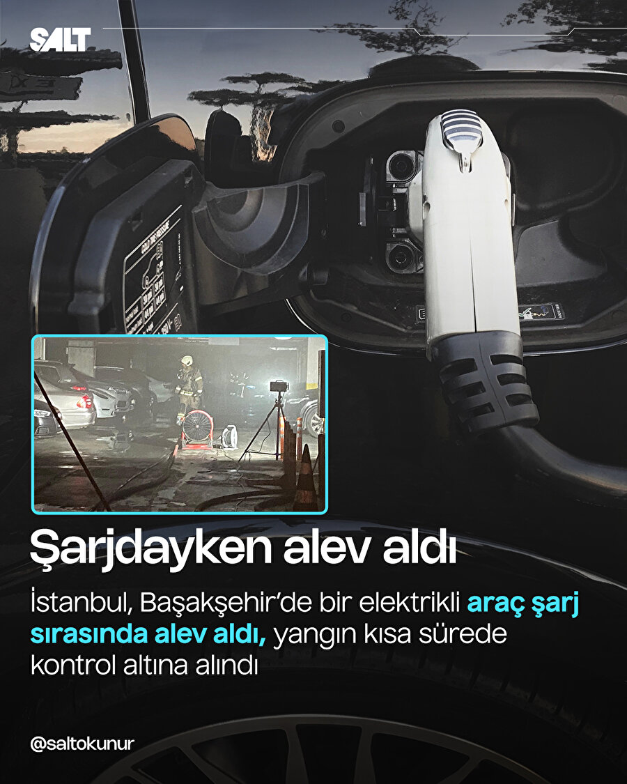 Elektrikli araç şarj sırasında alev aldı