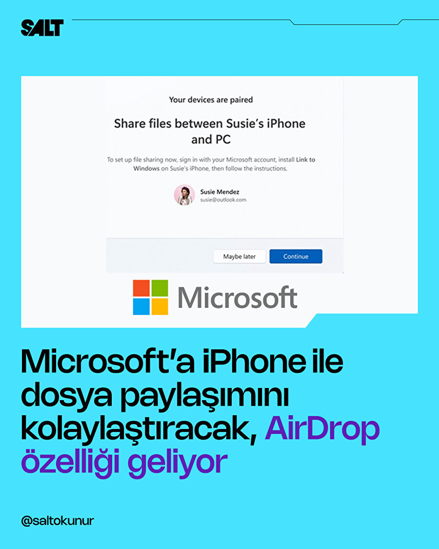 Windows'a AirDrop geliyor
