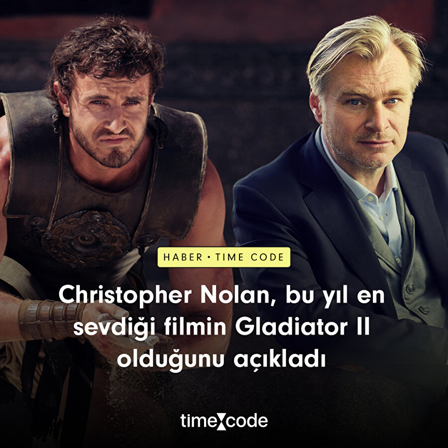 Christopher Nolan, bu yıl en sevdiği filmin Gladiator II olduğunu açıkladı