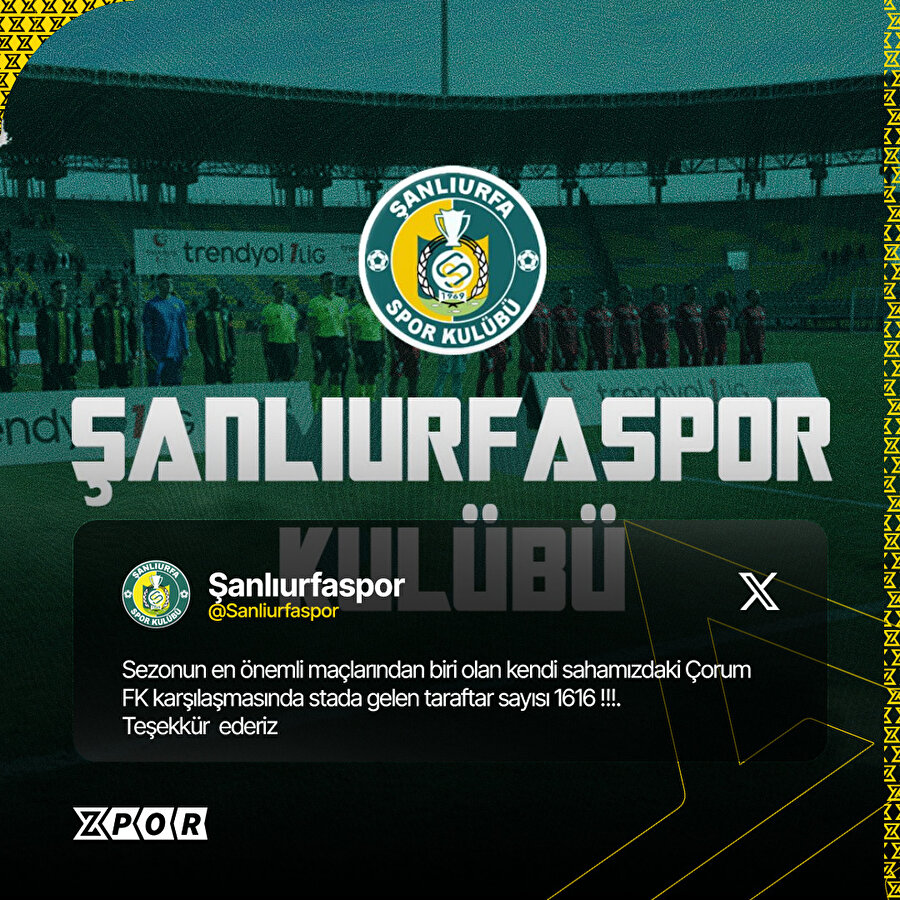 Şanlıurfaspor'un paylaşımı 