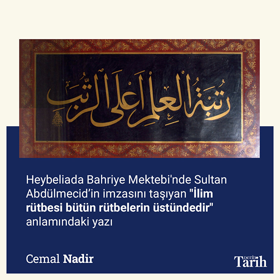 Heybeliada Bahriye Mektebi'ndeki yazı